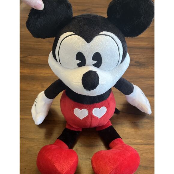 Disney Mickey Mouse And Minnie Mouse Pie Eyed Heart Detail 18” Plush Set Classic - Picture 2 of 10